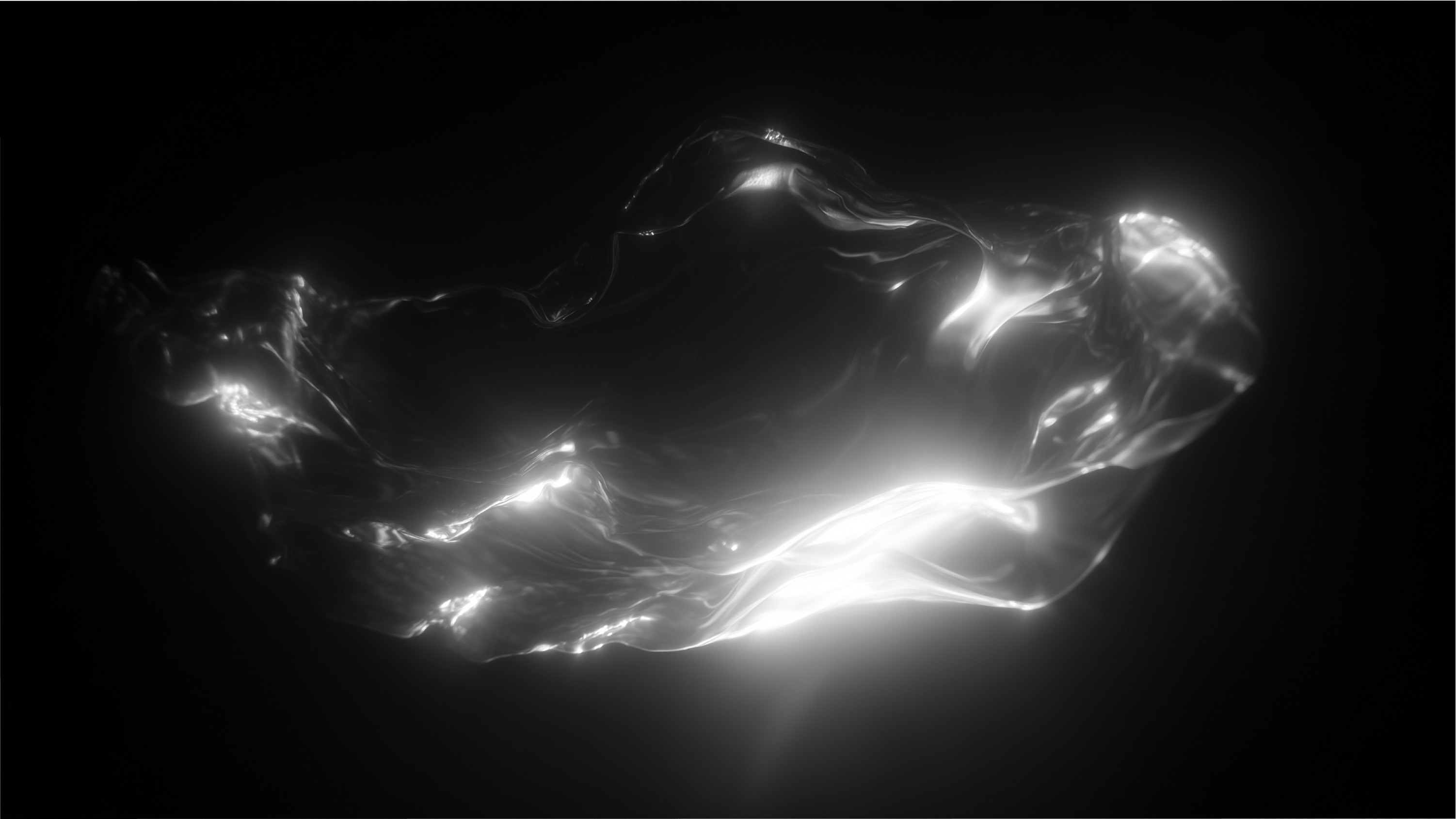 Fluid, light-filled material study on black